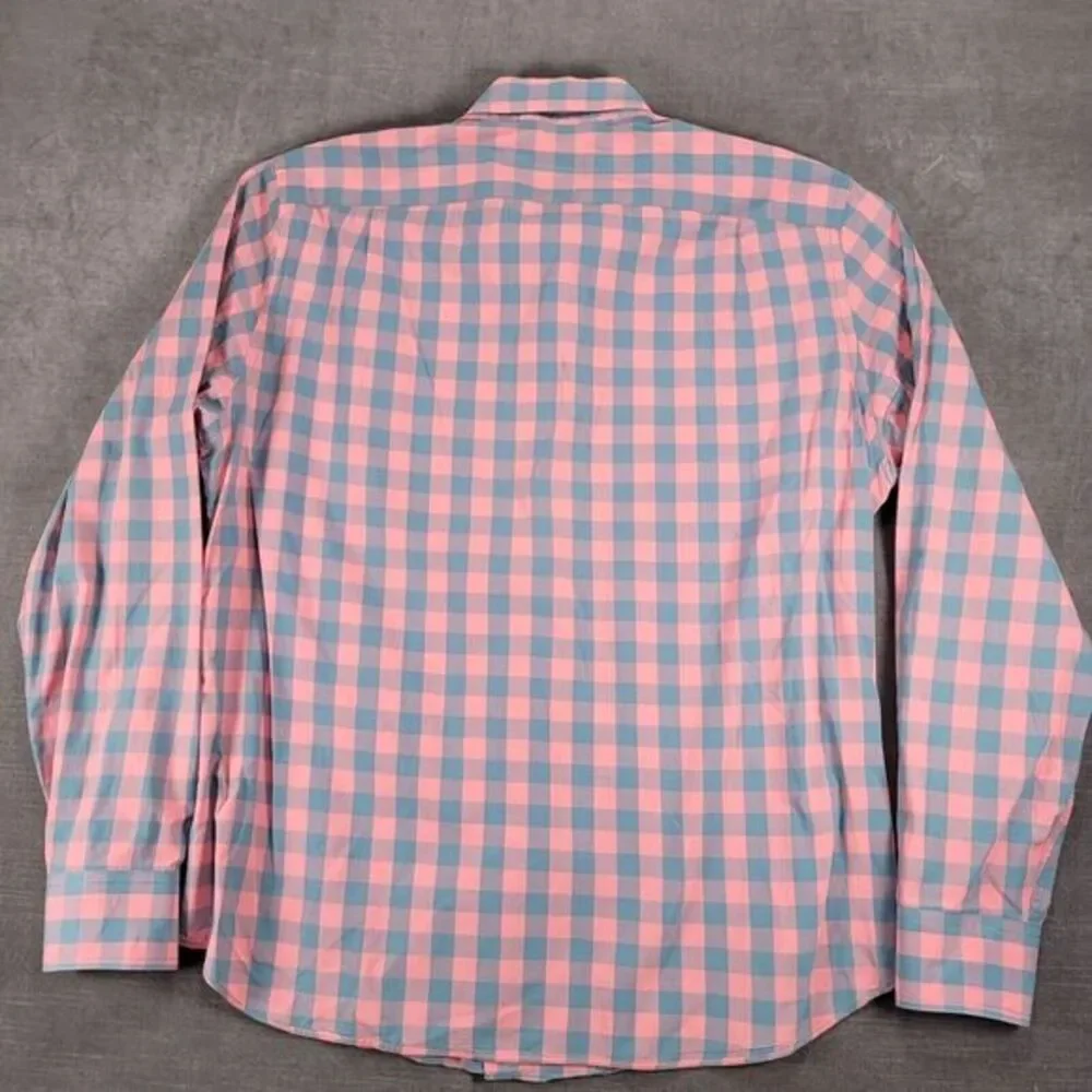 J Crew Vintage Pink Gray Plaid‎ Long Sleeve Button Up Shirt Mens Size Large